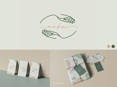 MOKA branding gift gift box giving hand logo lineart logo design logotype