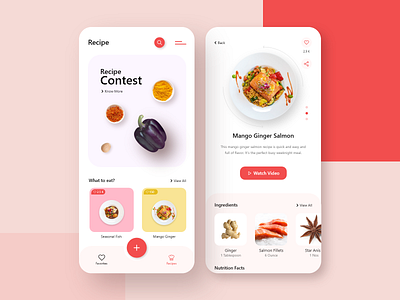 Recipe App Concept android app clean ui concept cooking design designer dribbble eat food ingredients interface ios mobile app playstore recipe recipe app ui uiux ux