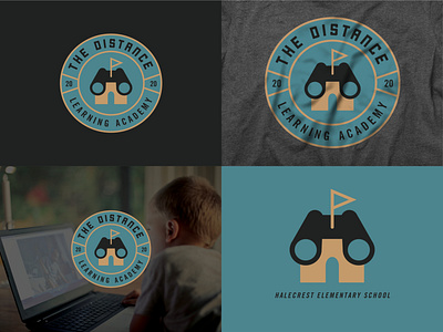 The Distance Learning Academy apparel logo art direction badge design branding education flat logo design stayathome vector