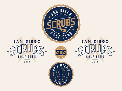 San Diego Scrubs Golf Club art direction art director badge design flat logo design golf graphic design lockups vector