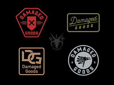 Damaged Goods apparel logo art direction badge design branding flat logo design graphic design lockups vector