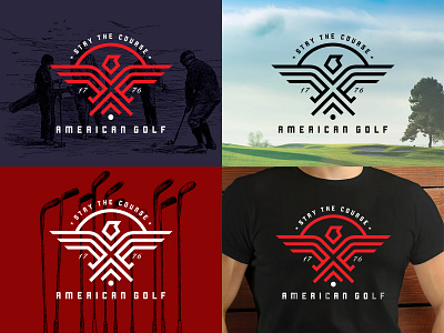 American Golf apparel logo art direction art director badge design flat logo design golf graphic design t shirt design vector