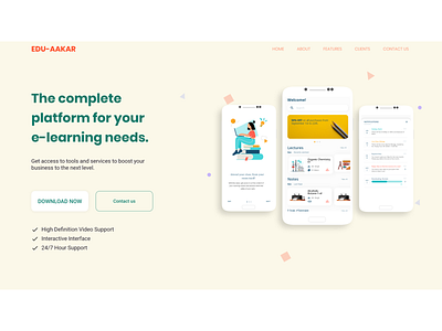 Edu-Aakar Landing page adobexd education app edutech landingpage landingpagedesign ui ui design uiux uxd uxdesign website design