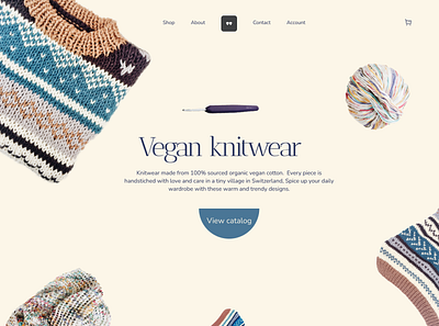 Vegan Knitwear Landing Page clothes concept creative design ecommerce fashion haandmade interface knit knitwear landingpage minimal productpage sweater swiss ui ux vegan warm yarn