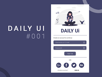 001 001 dailyui 001 dailyuichallange design login page mobile ui sign up page ui