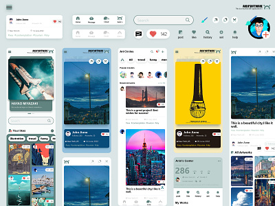 An app where designers share their work. graphic design ui 应用