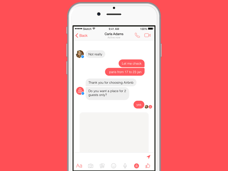 Airbnb on Messenger airbnb chat conversational ui facebook messenger ux