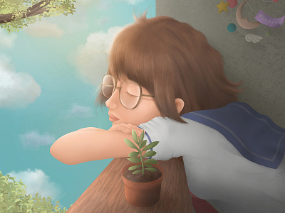 Naptime anime character concept digital art digital painting illustration photoshop