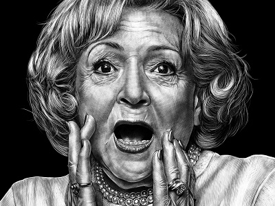 pen and ink portrait of Betty White digital art digital drawing digital painting illustration pen and ink pencil drawing photoshop portrait painting realist drawing realist painting