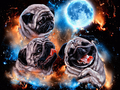 t-shirt design, space pugs animal art design digital art digital drawing digital painting illustration painting photoshop photoshop art realism realist drawing realist painting t shirt design t shirt graphic t shirt illustration