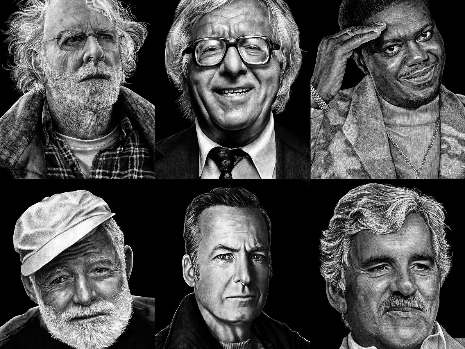 Portraits Pen And Ink, famous Chicagoans by Polina Ipatova