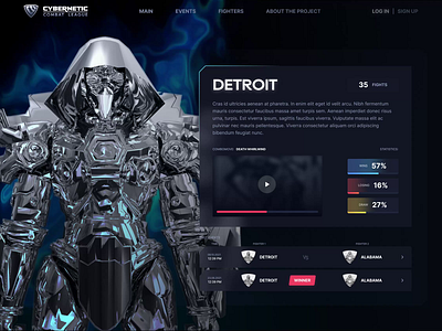 Cybernetic Combat League branding dark design fight fighting robots ui ui ux ui design uidesign web