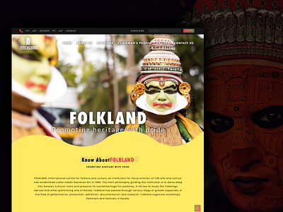 Folkland - Revamped Home Page abstract app art art of kerala branding creative culture design flat design folk folk dance home page illustration india kerala landing page minimal design modern design page typography