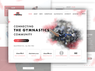 AllGymnastics Revamped Home Page abstract all gymanstics app art athletes branding creative design flat design gym gymnastics helath club home page illustration landing page minimal design modern sports typography ui ux design