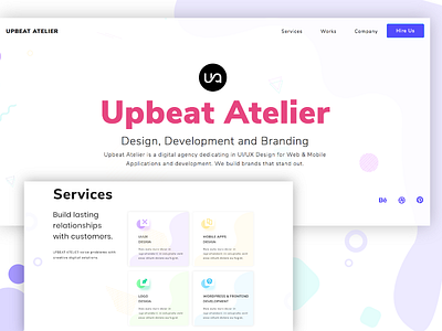 Upbeat Atelier abstract animation app art atelier branding creative design flat design home page icon illustration landing page logo minimal design typography ui ux design upbeat atelier vector web