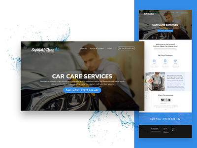 Landing Page for Car Care Services - "Sophisti Clean" car care car wash creative design desktop flat landing page layout page simpe vector web