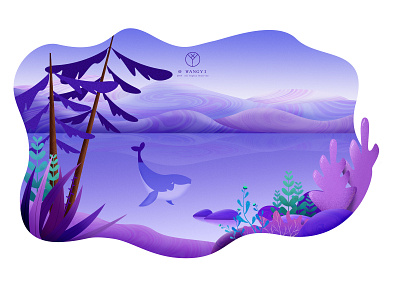 Purple sea design illustration 插图