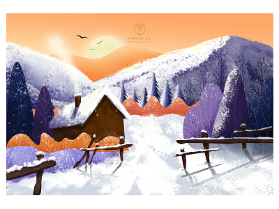 snowy day design illustration 插图 设计