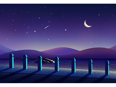 Under the curtain of night design illustration 插图 设计