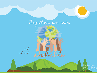 Hello Dribble - Together We Can Design branding collaboration creative diversity dribble invitation illustration photoshop