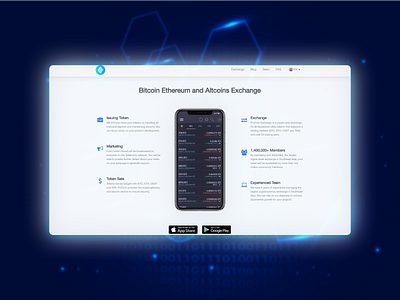 Landing page for a cryptocurrency exchange & wallet clean crypto design flat front end design landing page ui web web design website