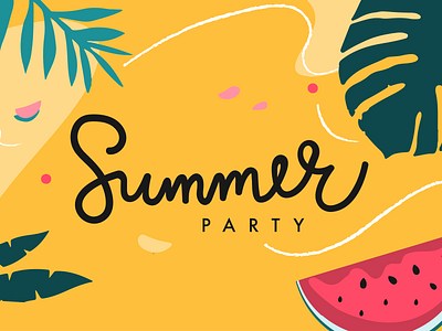 Summer Invitation artwork design graphic hot illustration party summer summertime watermelon weather writting yellow