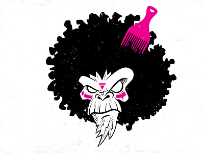 Afro monkey afro black grunge illustration monkey pink tshirt tshirt art tshirtdesign tshirts