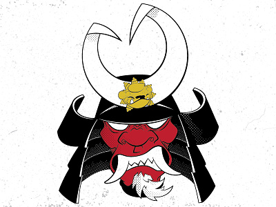 samurai mask demon gold grunge illustration lion mascot mask oni red samurai