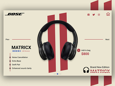 BOSE Headphones Shopping page design illustration ui ux web website