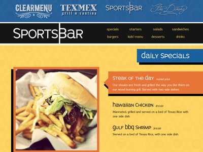 SportsBar Menu