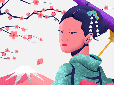 JAPANESE WOMAN adobe aftereffects adobe illustrator design draw fuji illustration illustrator japan japanese woman moutain vector