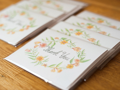 floral thank you cards floral floral wreath flower greeting card hand lettering process thank you watercolor
