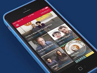 Featured View / Tribeza App app articles flat image magazine mobile news news feed photo photo blocks photography