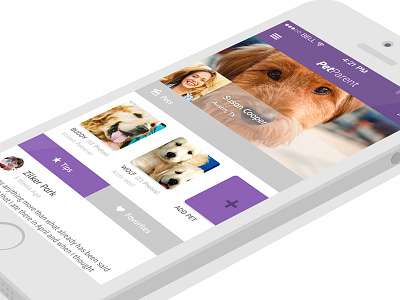 Pet Parent User Profile app blocks clean design favorites mobile my profile pet parent tips ui user profile