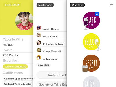 SWE Wine Quiz App app design game mobile quiz swe trivia ui ux wine
