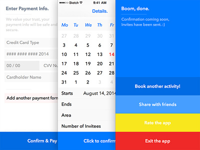 TB App [wip] app book calendar confirm mobile pay payment info rate this app schedule ui ux