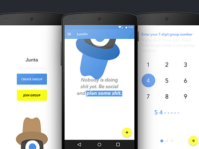 Junta Screens (Android) android animation characters dial digit google material design number planning scheduling simple white