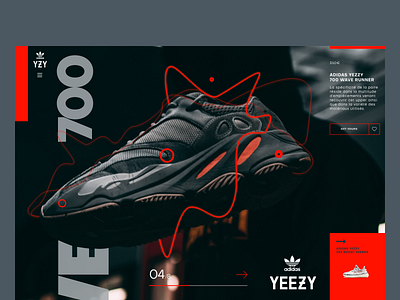 Concept landing page Yezzy Wave Runner 700 adidas concept landing page landing page design ui uidesign