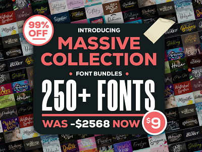 Massive Collection Fonts Bundle Bundles animation app bold branding design font fontbundle handmade logo newfont typography web