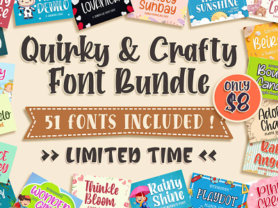 quirky Crafty font bundle bold branding brush design font fontbundle2020 handmade logo newfont typography