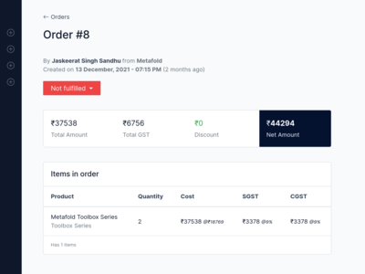 Single Order Page in E-Commerce App