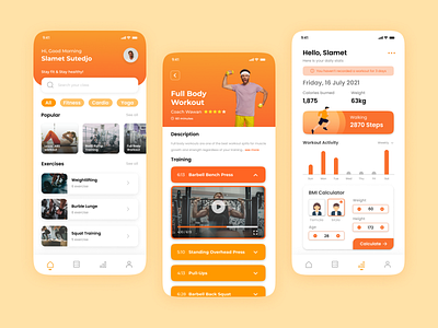 Workout App app branding design fitness gym orange ui uidesign uiux workout