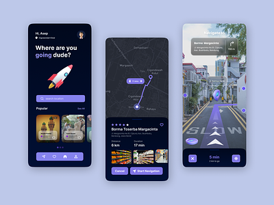 AR Navigation Map ar augmented augmented reality blue graphic design map navigation reality ui uiux
