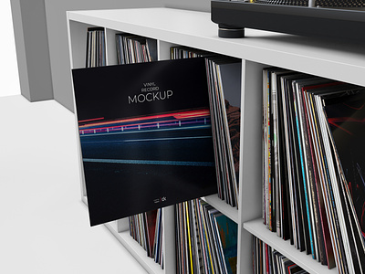 Vinyl Record Mockup 4 3d art cover design mockup print realistic stack