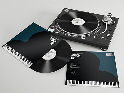 Vinyl Record & Player Mockup art cover mockup player print realistic record vinyl