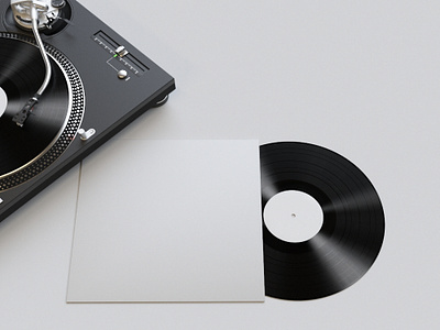 Realistic Vinyl Mockup 3d booklet cover mockup player print realistic turntable