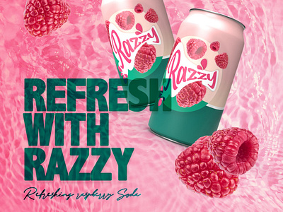 Razzy refreshing soda 3d branding design graphic design typography