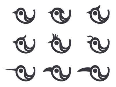Typographic Bird Icons