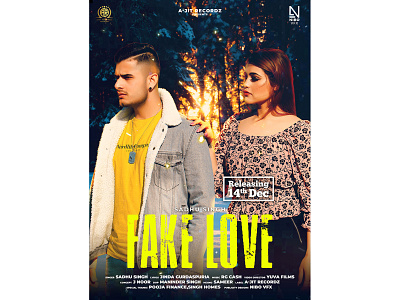 Fake Love cover art design manipulation nibovfx poster typography