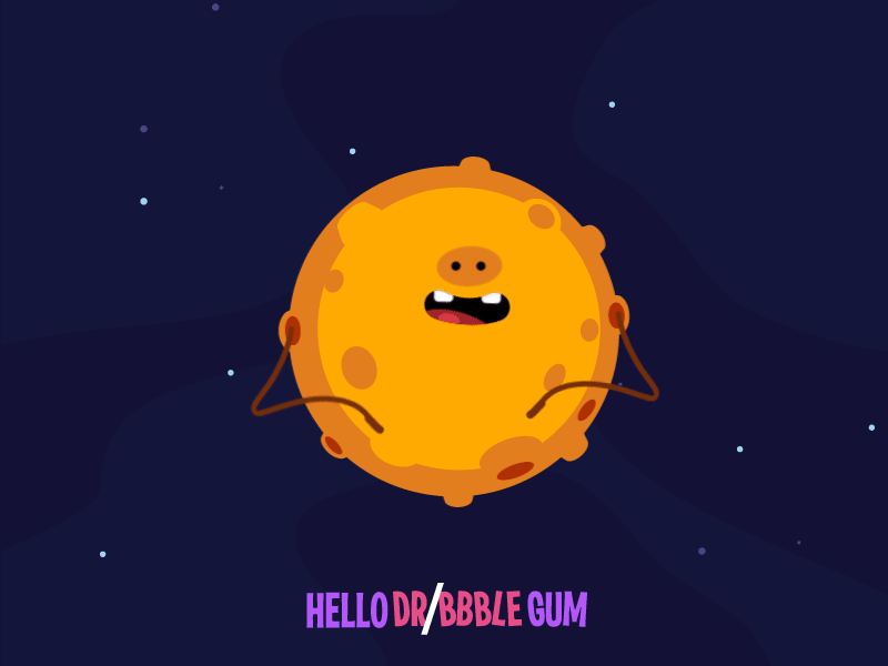 Hello Dribbble! animation design flat game gum illustration motion design planet space